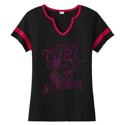 Funny Feral Girl Summer Gift Ladies Halftime Notch Neck Tee