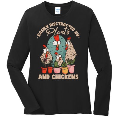 Funny Farming Gardening Plant Garden Chicken Plants Ladies Long Sleeve Shirt