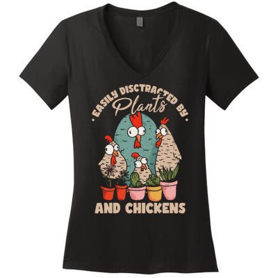 Funny Farming Gardening Plant Garden Chicken Plants Women's V-Neck T-Shirt