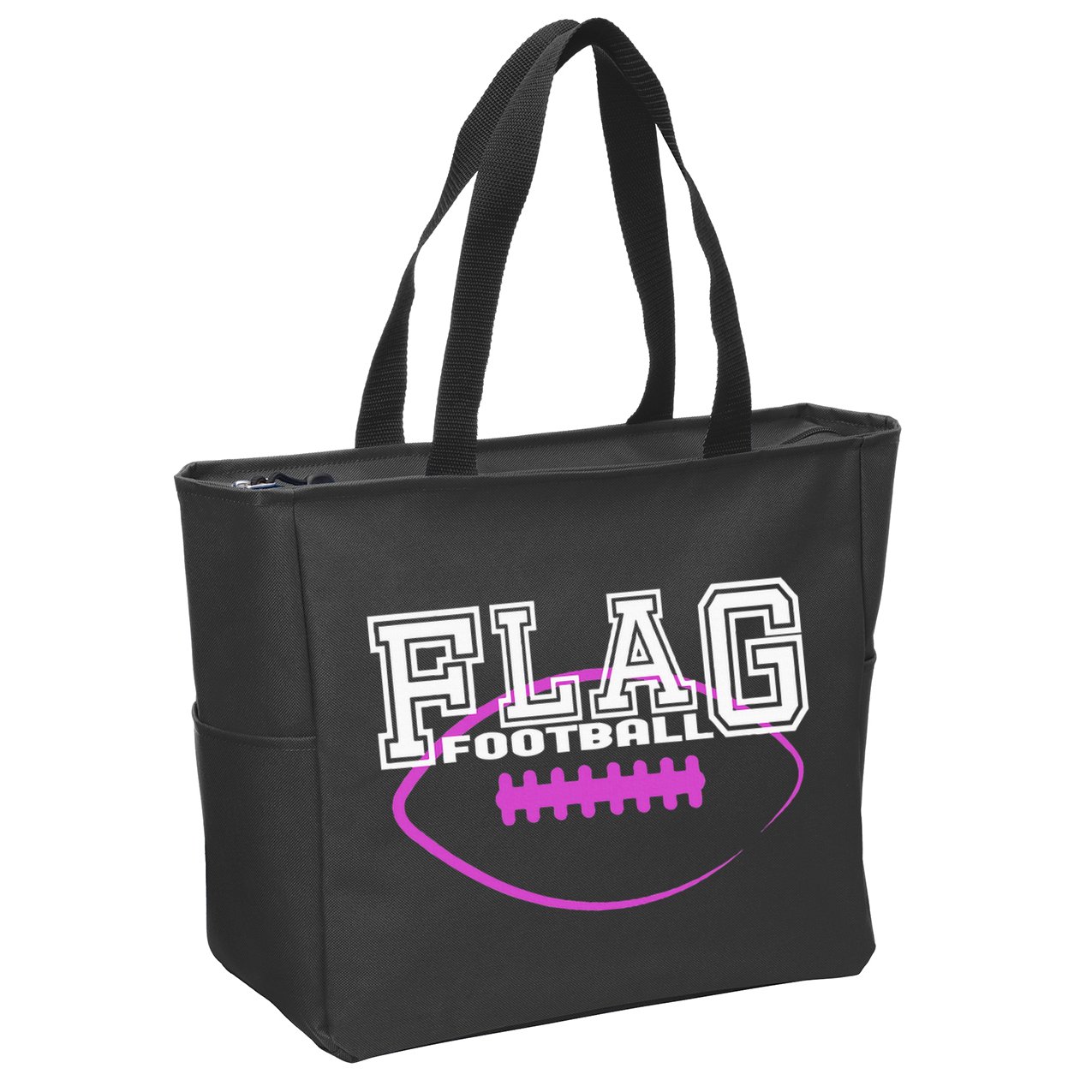 Flag Football Girl Player Team Zip Tote Bag