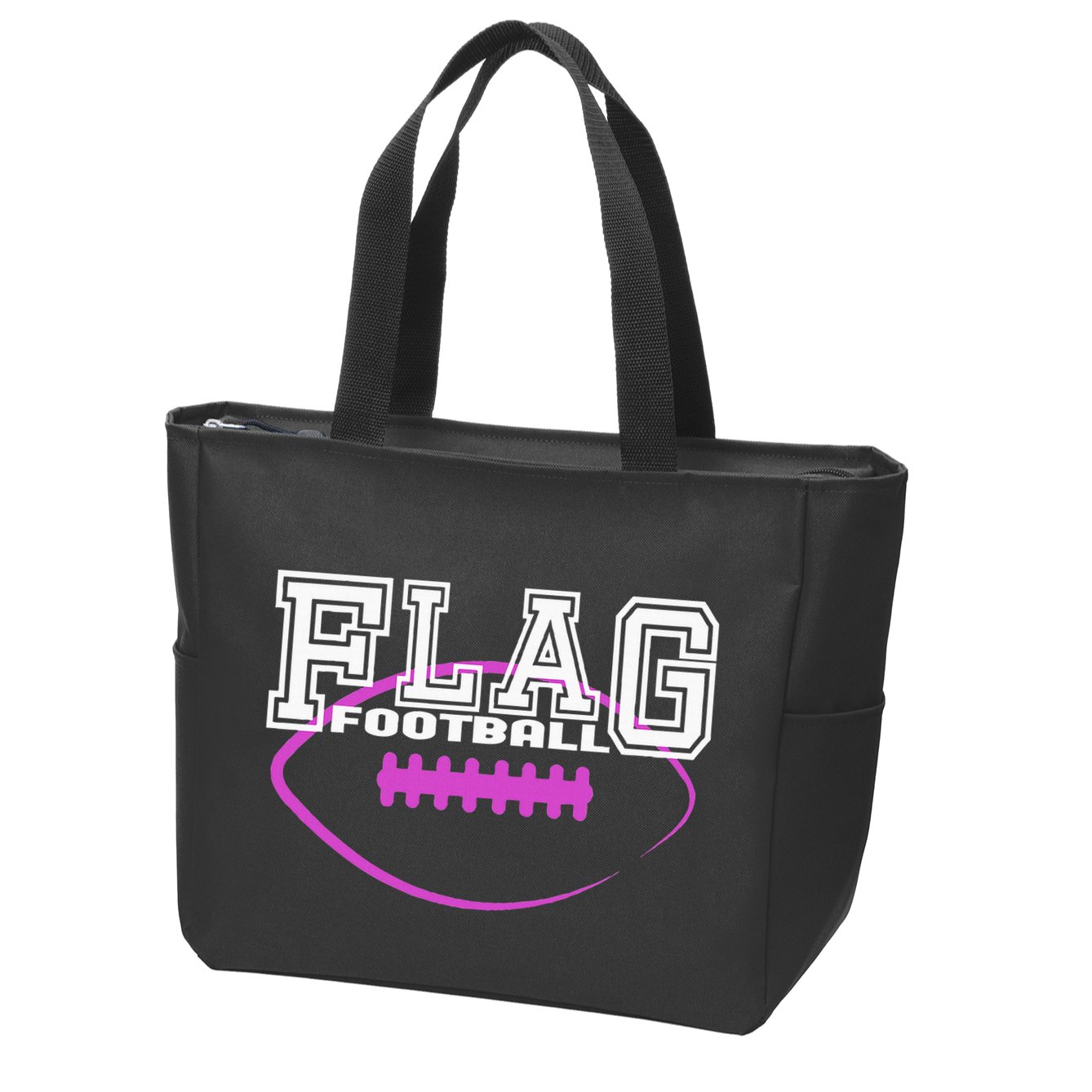 Flag Football Girl Player Team Zip Tote Bag