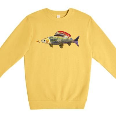 Fly Fishing Grayling Fish Nymphing Dry Fly Tying Fisherman Premium Crewneck Sweatshirt