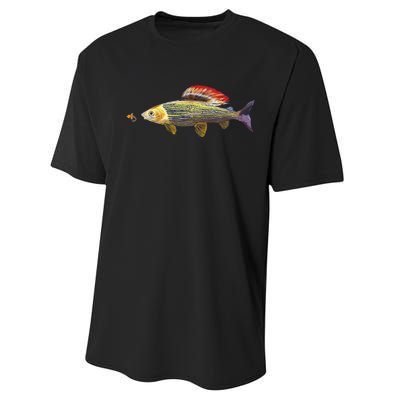 Fly Fishing Grayling Fish Nymphing Dry Fly Tying Fisherman Performance Sprint T-Shirt