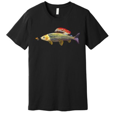 Fly Fishing Grayling Fish Nymphing Dry Fly Tying Fisherman Premium T-Shirt