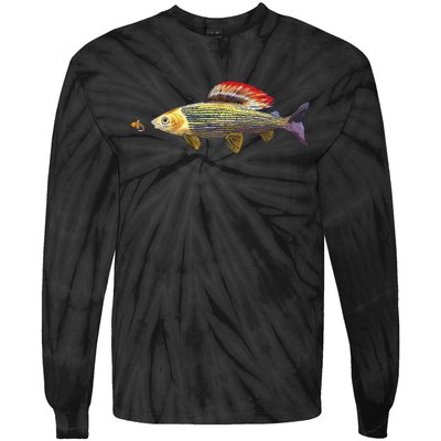 Fly Fishing Grayling Fish Nymphing Dry Fly Tying Fisherman Tie-Dye Long Sleeve Shirt