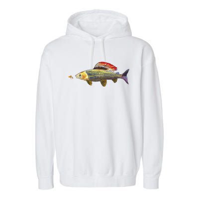 Fly Fishing Grayling Fish Nymphing Dry Fly Tying Fisherman Garment-Dyed Fleece Hoodie