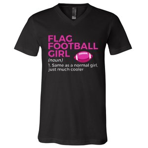 Flag Football Girl Definition V-Neck T-Shirt