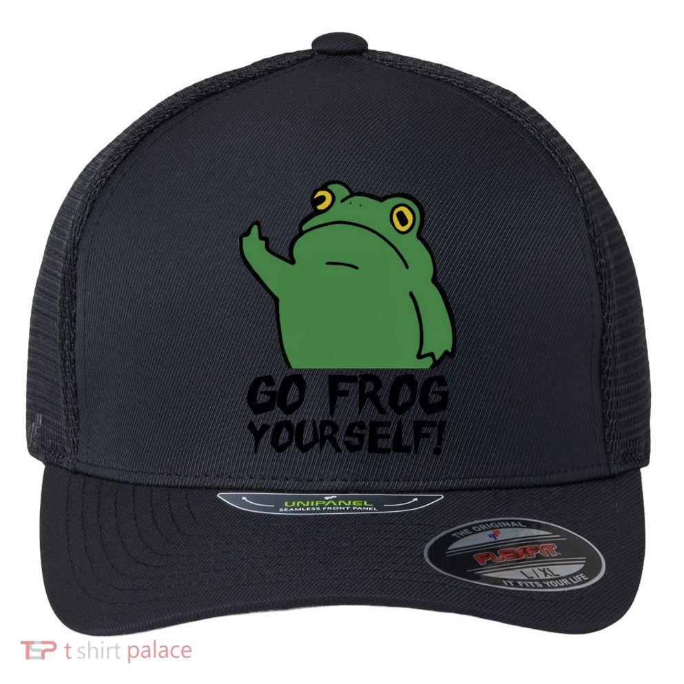 Funny Frog Go Frog Yourself! Gift Flexfit Unipanel Trucker Cap