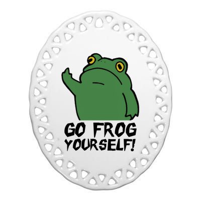 Funny Frog Go Frog Yourself! Gift Ceramic Oval Ornament