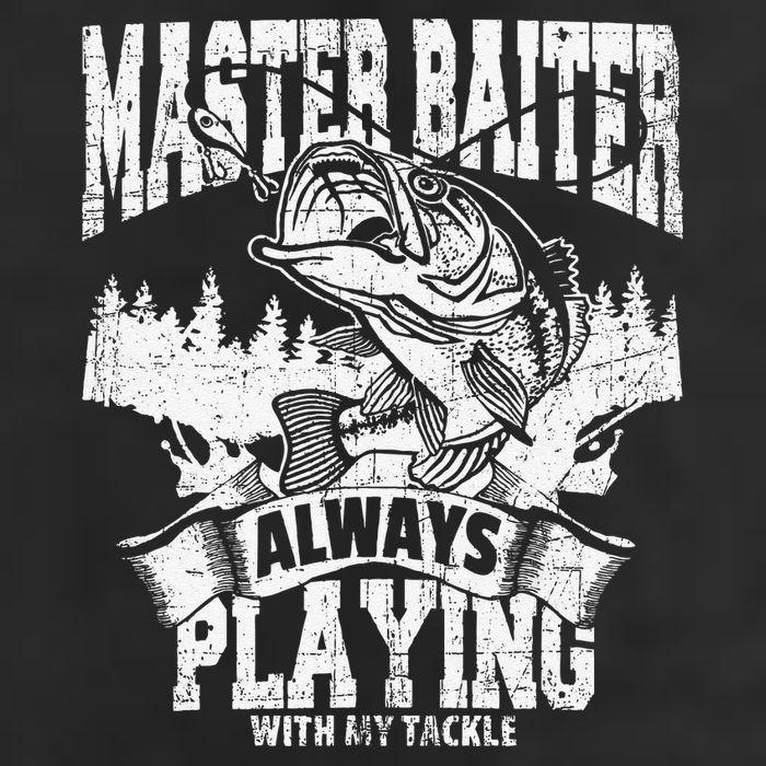 Funny Fishing Gift Master Baiter Playing W My Tackle 7 Panel Mesh Trucker Snapback Hat
