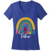 Funny Fifth Grade Teacher Rainbow Team 5Th Grade Vibes Gift Women's V-Neck T-Shirt