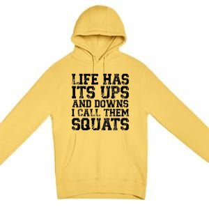 Funny Fitness Gym Workout Weights Squat Premium Pullover Hoodie