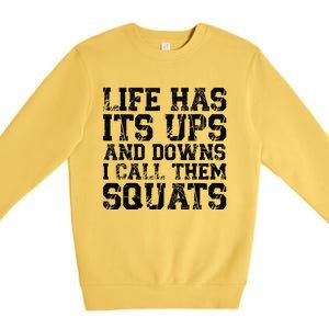 Funny Fitness Gym Workout Weights Squat Premium Crewneck Sweatshirt