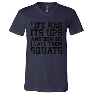 Funny Fitness Gym Workout Weights Squat V-Neck T-Shirt