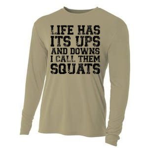 Funny Fitness Gym Workout Weights Squat Cooling Performance Long Sleeve Crew