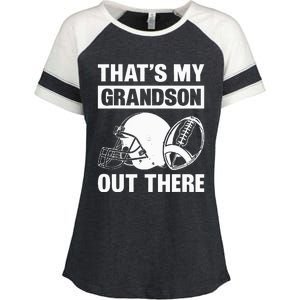 Funny Football Grandma Grandpa Thats My Grandson Out There Enza Ladies Jersey Colorblock Tee