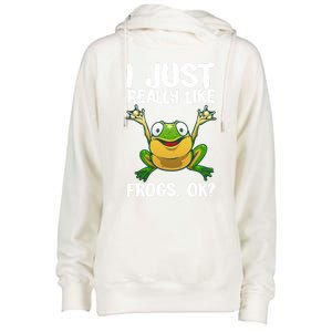 Funny Frog Gift Cool Tadpole Frog Lover Cool Gift Womens Funnel Neck Pullover Hood