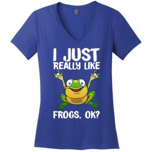 Funny Frog Gift Cool Tadpole Frog Lover Cool Gift Women's V-Neck T-Shirt