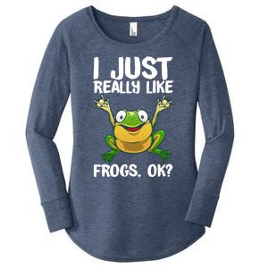 Funny Frog Gift Cool Tadpole Frog Lover Cool Gift Women's Perfect Tri Tunic Long Sleeve Shirt