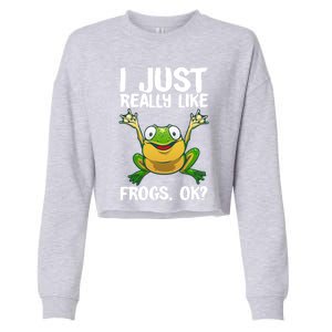 Funny Frog Gift Cool Tadpole Frog Lover Cool Gift Cropped Pullover Crew