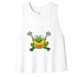 Funny Frog Gift Cool Tadpole Frog Lover Cool Gift Women's Racerback Cropped Tank