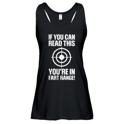 Funny Fart Gift If You Can Read This You're In Fart Range Ladies Essential Flowy Tank