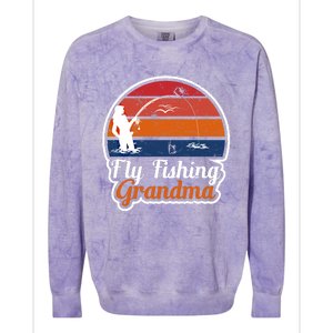 Fly Fishing Grandma Funny Fisher Mom Funny Gift Colorblast Crewneck Sweatshirt