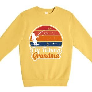 Fly Fishing Grandma Funny Fisher Mom Funny Gift Premium Crewneck Sweatshirt