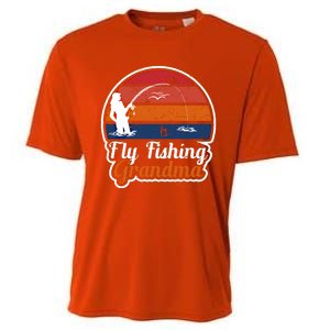 Fly Fishing Grandma Funny Fisher Mom Funny Gift Cooling Performance Crew T-Shirt