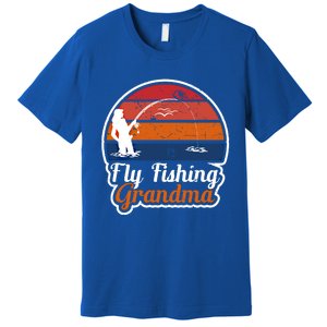 Fly Fishing Grandma Funny Fisher Mom Funny Gift Premium T-Shirt