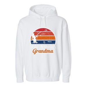 Fly Fishing Grandma Funny Fisher Mom Funny Gift Garment-Dyed Fleece Hoodie