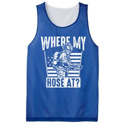 Funny Firefighter Gift Where My Hose At Fire Sweater Cute Gift Mesh Reversible Basketball Jersey Tank