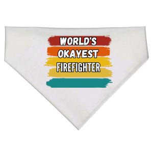 Firefighter Funny Gift Worlds Okayest Firefighter Gift USA-Made Doggie Bandana