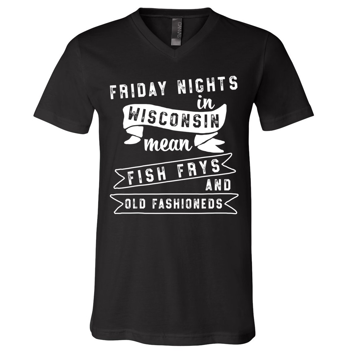 Fish Fry Gift Fridays Old Fashioneds Wisconsin Gift V-Neck T-Shirt