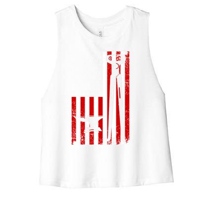 Funny Farrier Gift Cool Farrier Tools American Flag Meaningful Gift Women's Racerback Cropped Tank