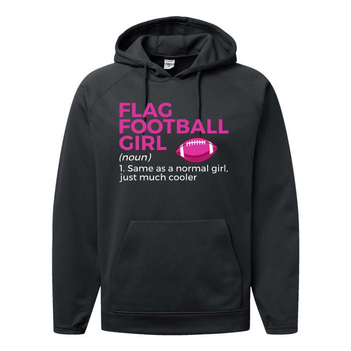 Flag Football Girl Definition Performance Fleece Hoodie