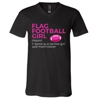 Flag Football Girl Definition V-Neck T-Shirt