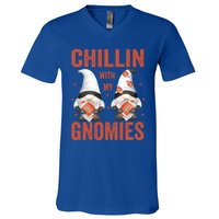 Funny Football Gnomes Chillin With My Gnomies Funny Gift V-Neck T-Shirt