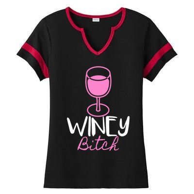 Funny Friend Gift Idea Winey Bitch For Wine Lover Funny Gift Ladies Halftime Notch Neck Tee