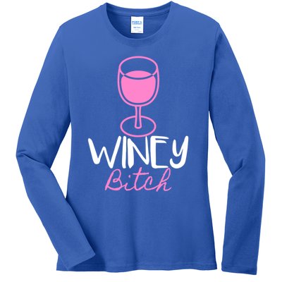 Funny Friend Gift Idea Winey Bitch For Wine Lover Funny Gift Ladies Long Sleeve Shirt