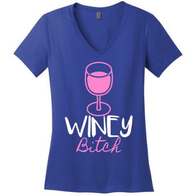 Funny Friend Gift Idea Winey Bitch For Wine Lover Funny Gift Women's V-Neck T-Shirt