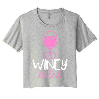 Funny Friend Gift Idea Winey Bitch For Wine Lover Funny Gift Women's Crop Top Tee