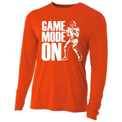 Funny Footballer Game Mode On American Football Player Cool Gift Cooling Performance Long Sleeve Crew