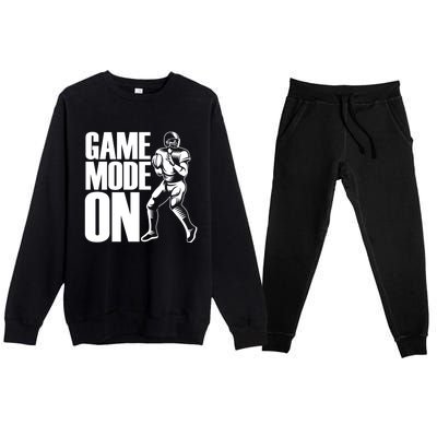 Funny Footballer Game Mode On American Football Player Cool Gift Premium Crewneck Sweatsuit Set