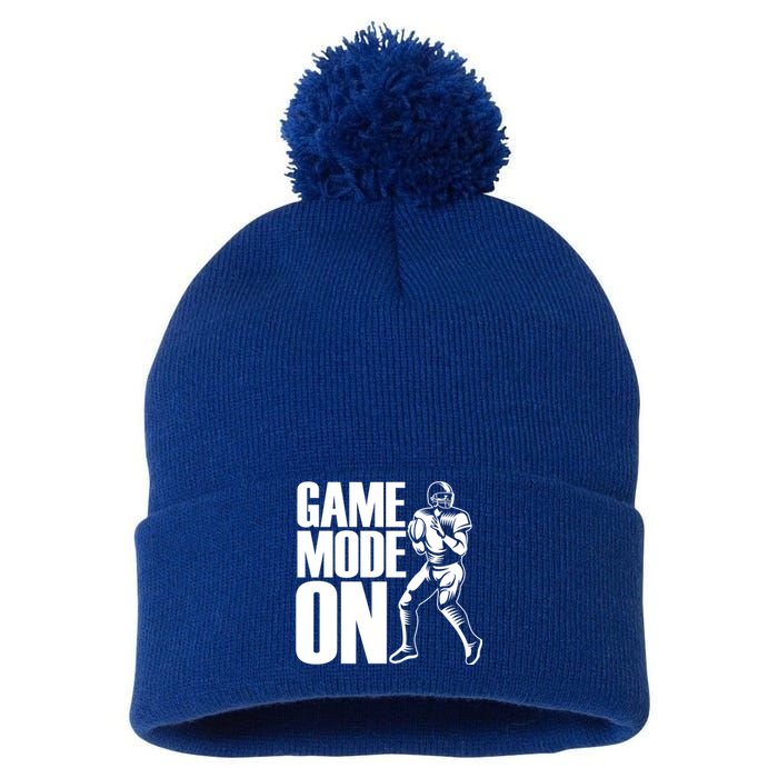 Funny Footballer Game Mode On American Football Player Cool Gift Pom Pom 12in Knit Beanie