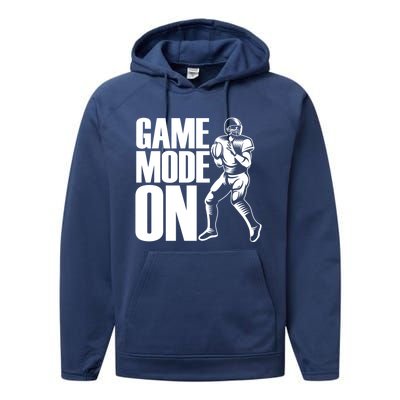 Funny Footballer Game Mode On American Football Player Cool Gift Performance Fleece Hoodie