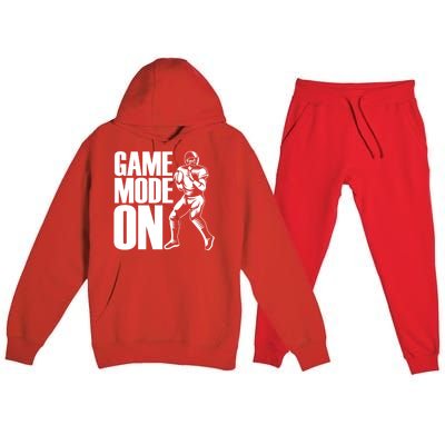 Funny Footballer Game Mode On American Football Player Cool Gift Premium Hooded Sweatsuit Set