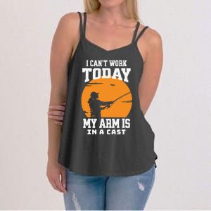 Funny Fishing Gifts for Fisherman Dad cant work Today Women's Strappy Tank