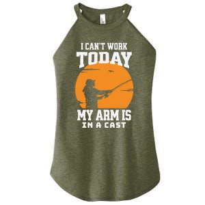 Funny Fishing Gifts for Fisherman Dad cant work Today Women's Perfect Tri Rocker Tank