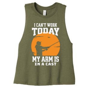 Funny Fishing Gifts for Fisherman Dad cant work Today Women's Racerback Cropped Tank